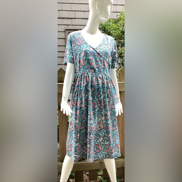 itokri Dresses & Skirts - Itokri cotton dress in blue cotton India pink and white print XL